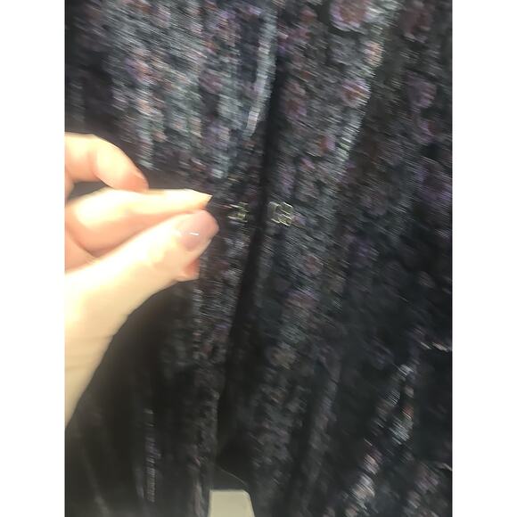 Lucky Brand Women Purple Floral Burnout Crushed Velvet Blazer Jacket Medium - Picture 3 of 6